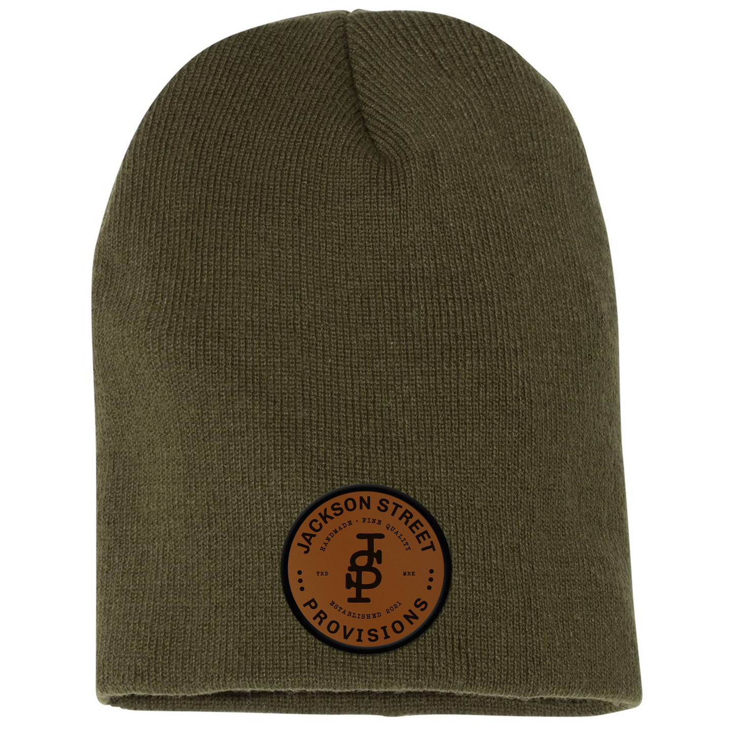Jackson Street Provisions Brand Logo Engraved and Embroidered Patch Skull Beanie - Yupong 1500KC