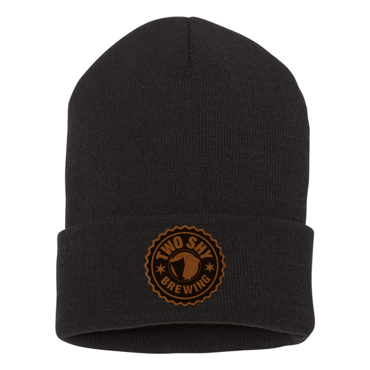 Two Shy Engraved and Embroidered Rawhide Patch Beanie - Yupong 1501KC