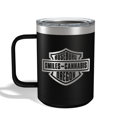 Smiles Harley Engraved Coffee Mug - 15oz Camp Mug