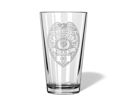 Roseburg PD Personalized Badge Pint or Whiskey Glass