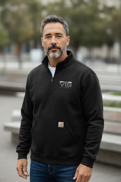 Valley Tel Carhartt® Midweight Qtr. Zip Mock Neck Sweatshirt - BLACK