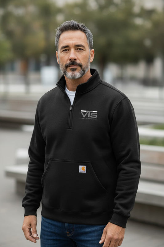 Valley Tel Carhartt® Midweight Qtr. Zip Mock Neck Sweatshirt - BLACK