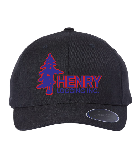 Henry Logging Embroidered Flexfit Hat - Black NU® Cap - 6100NU