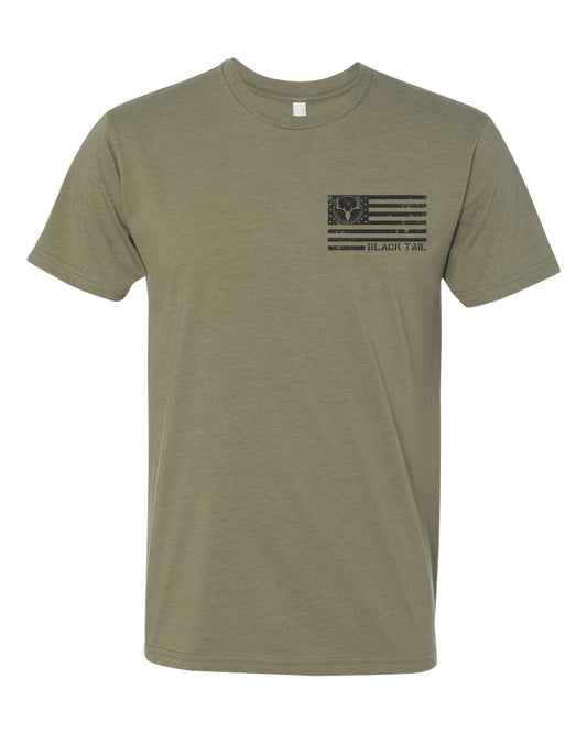Chasin Tailz Black Tail Skull Men's TShirt - 6210 Light Olive