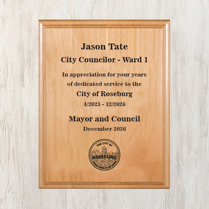 City Councilor Plaque 7x9 Alder - PMA79