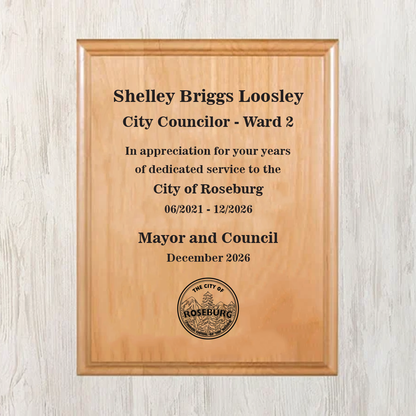 City Councilor Plaque 7x9 Alder - PMA79
