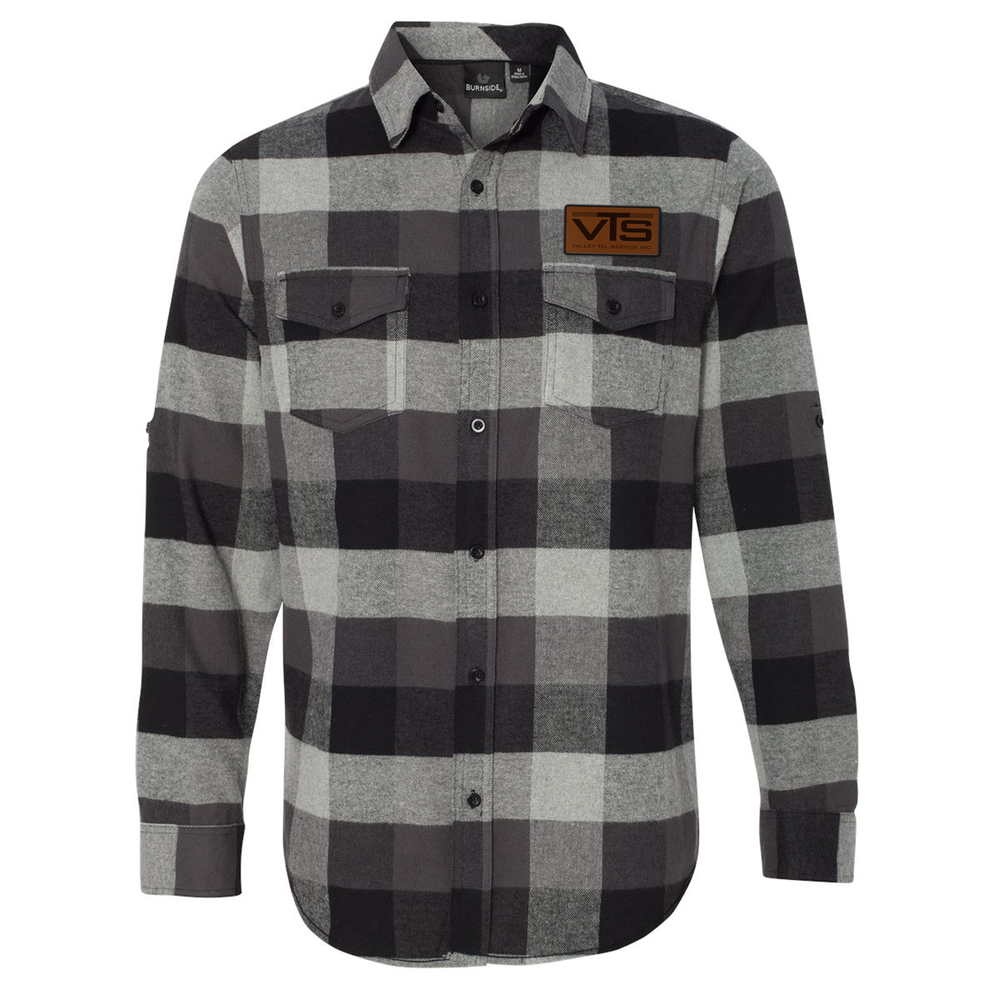 Valley Tel Flannel Shirt with Leather Patch - Black/Gray