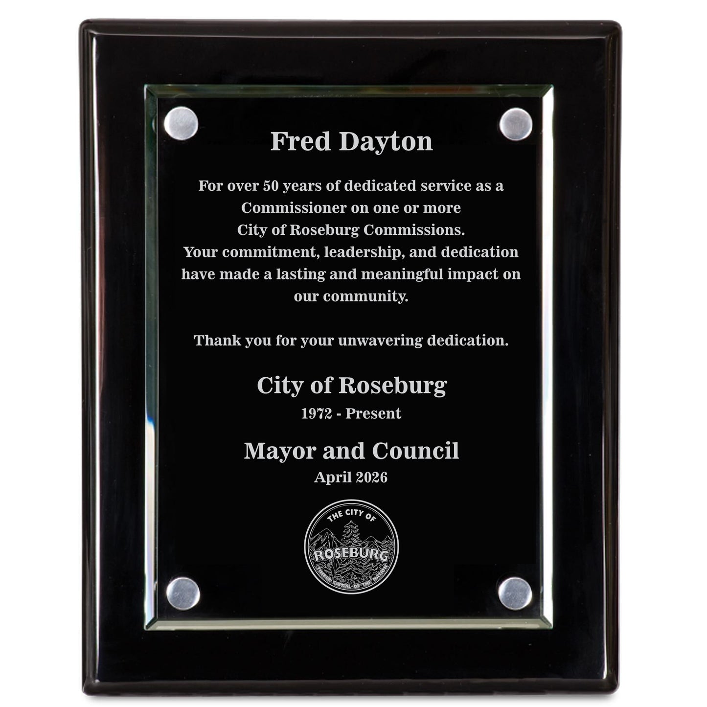 City of Roseburg Plaque 10x13 Double Layer Plaque - FPG21113