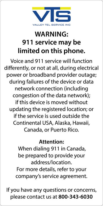 Valley Tel Stickers (1"x2" Pack of 500)