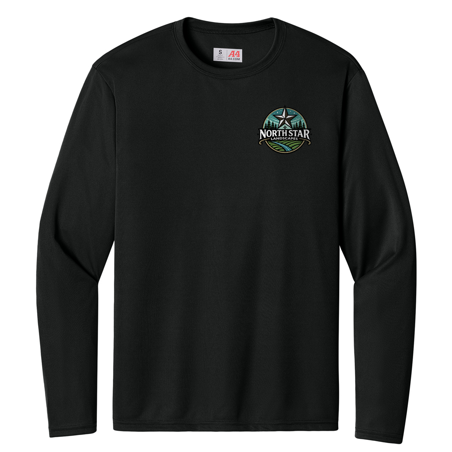 North Star Landscape Light Weight Long Sleeve Tshirt - A4N3165 Black