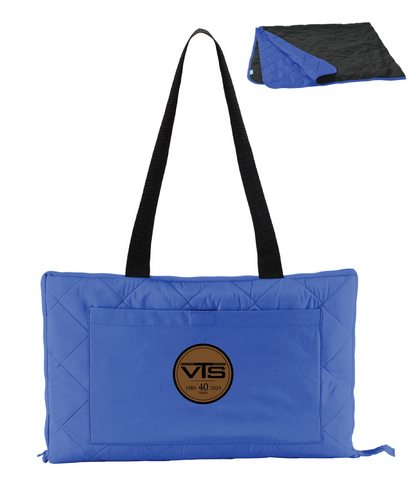 VTS Travel Picnic Blanket with Leather Patch in Royal Blue/Black - BP70