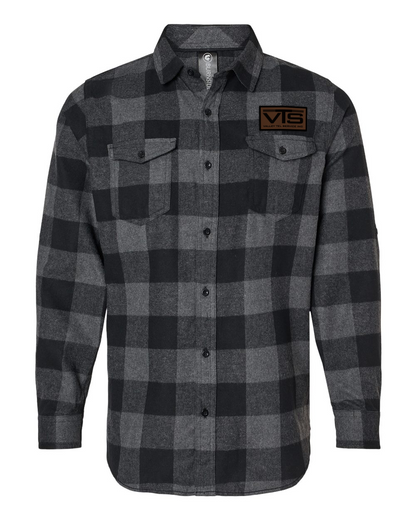 Valley Tel Plaid Shirt with Leather Patch -Charcoal/Black 8210