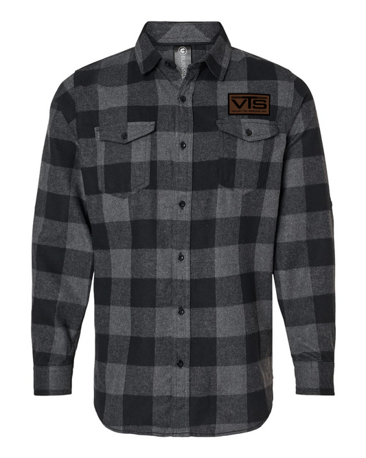 Valley Tel Plaid Shirt with Leather Patch -Charcoal/Black 8210