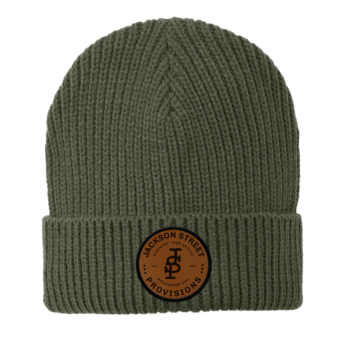 Jackson Street Provisions Brand Logo Engraved and Embroidered Patch Beanie - C908 Watch Beanie
