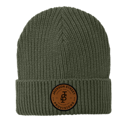 Jackson Street Provisions Brand Logo Engraved and Embroidered Patch Beanie - C908 Watch Beanie