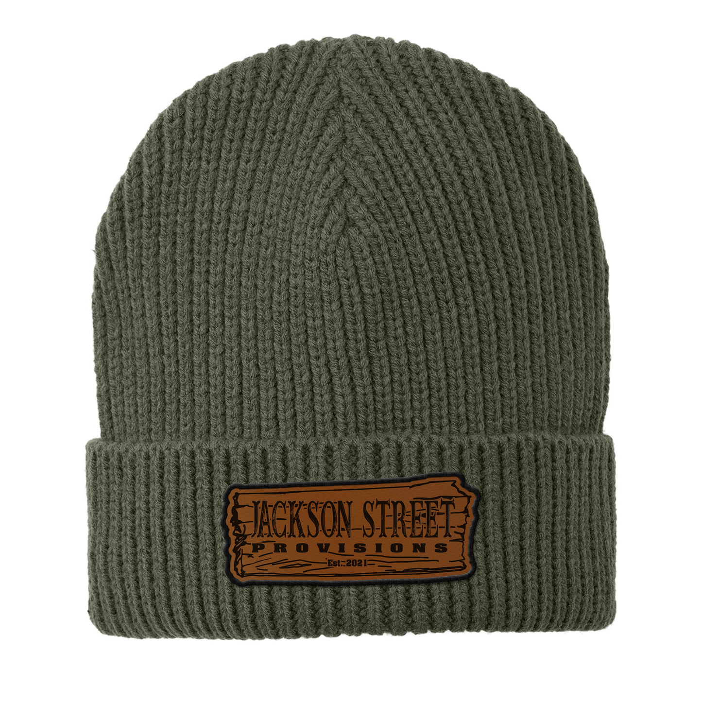 Jackson Street Provisions Engraved and Embroidered Patch Beanie - C908 Watch Beanie