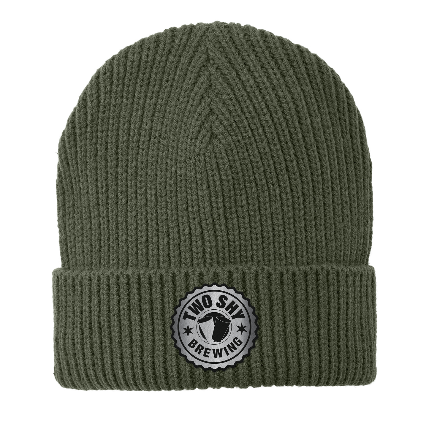 Two Shy Engraved and Embroidered Black/Silver Patch Watch Beanie - c908 Watch Beanie