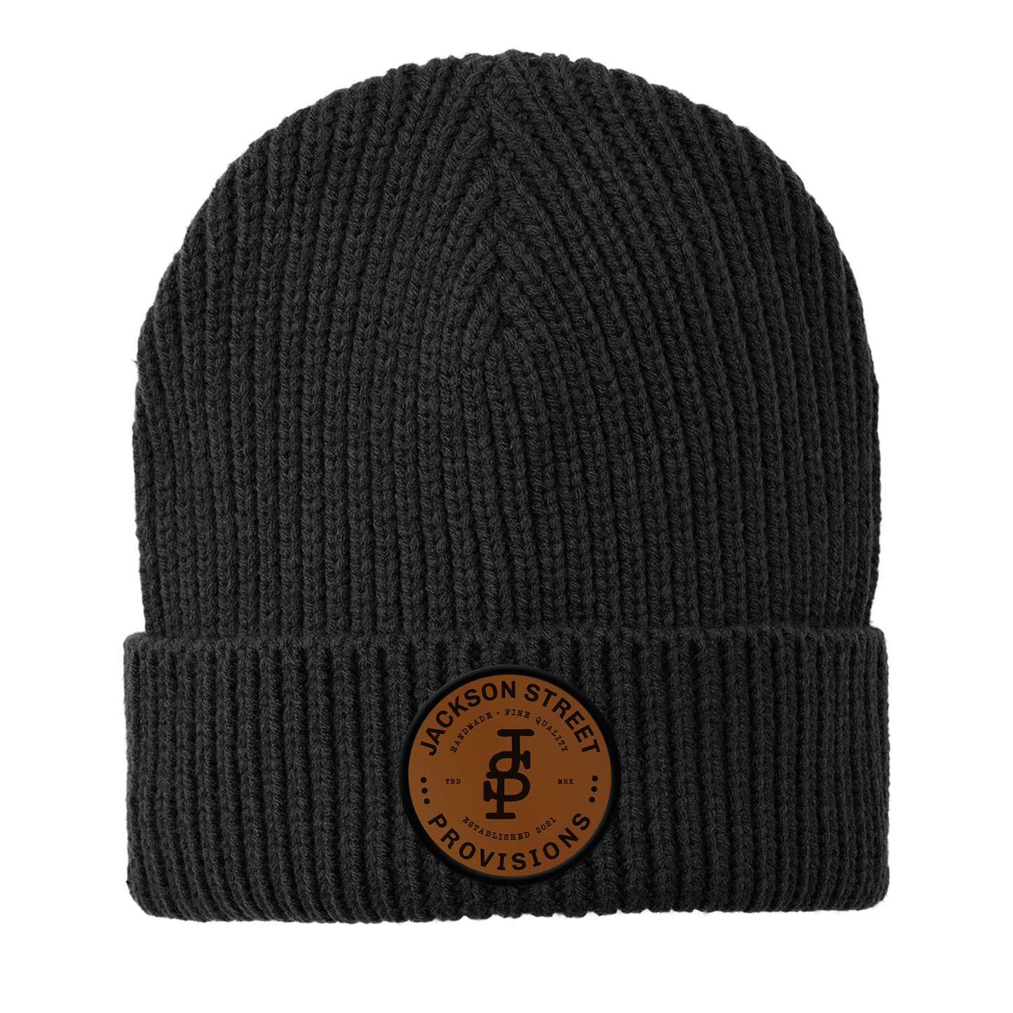 Jackson Street Provisions Brand Logo Engraved and Embroidered Patch Beanie - C908 Watch Beanie