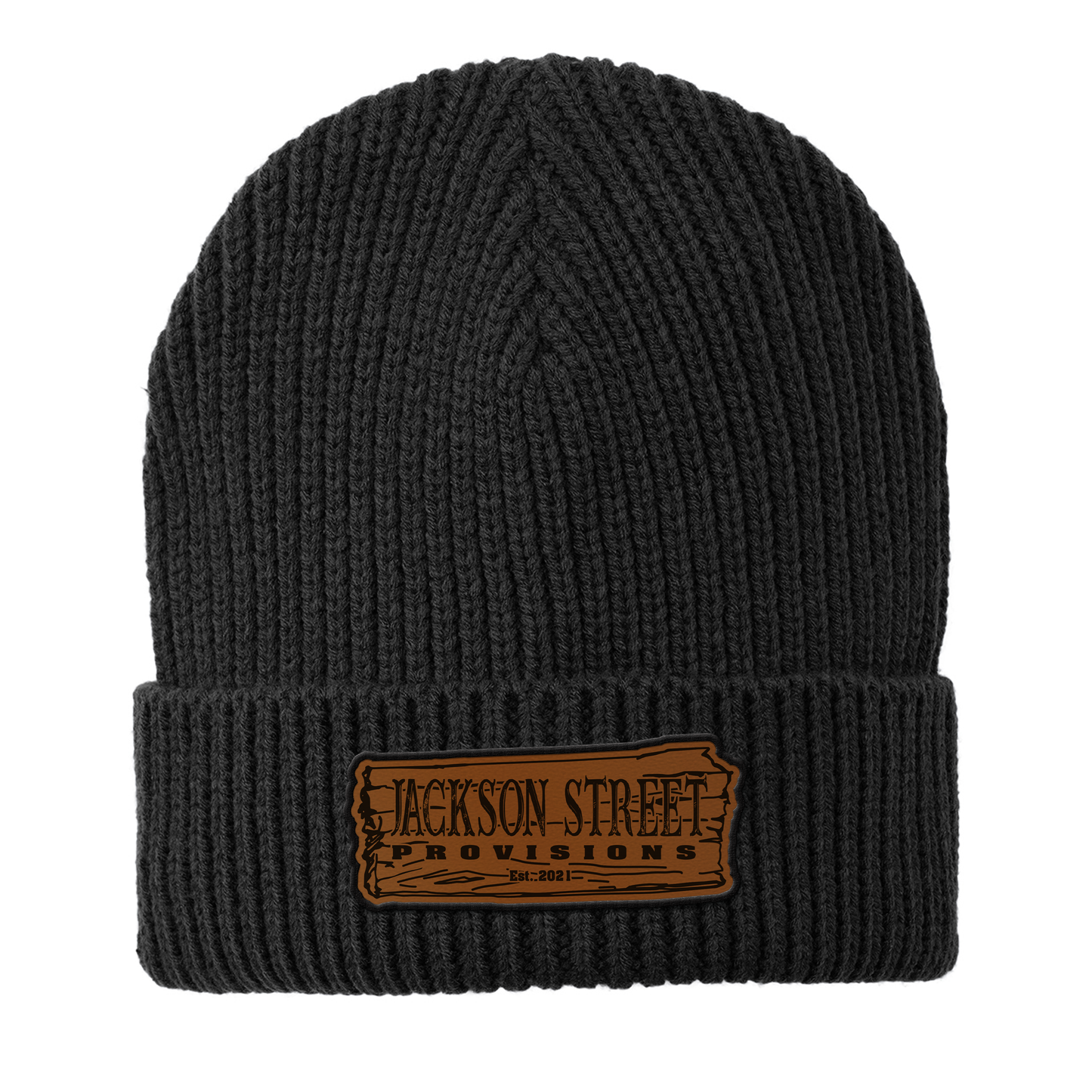 Jackson Street Provisions Engraved and Embroidered Patch Beanie - C908 Watch Beanie