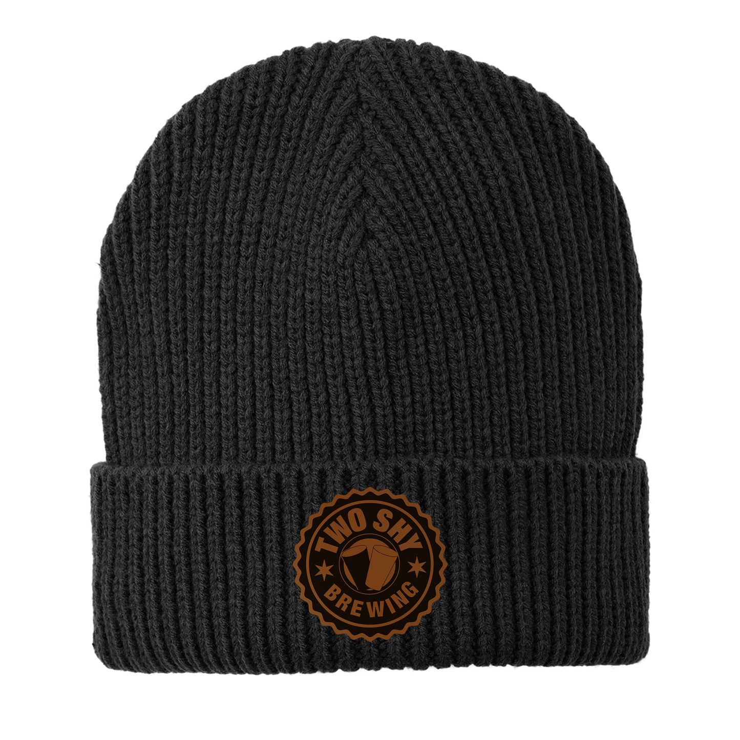 Two Shy Engraved and Embroidered Rawhide Patch Watch Beanie - c908 Watch Beanie