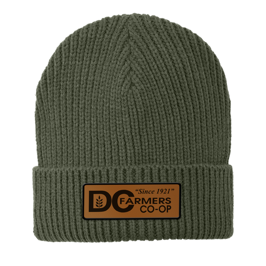 DC Co-op Logo Rawhide Leather Patch Beanie - C908