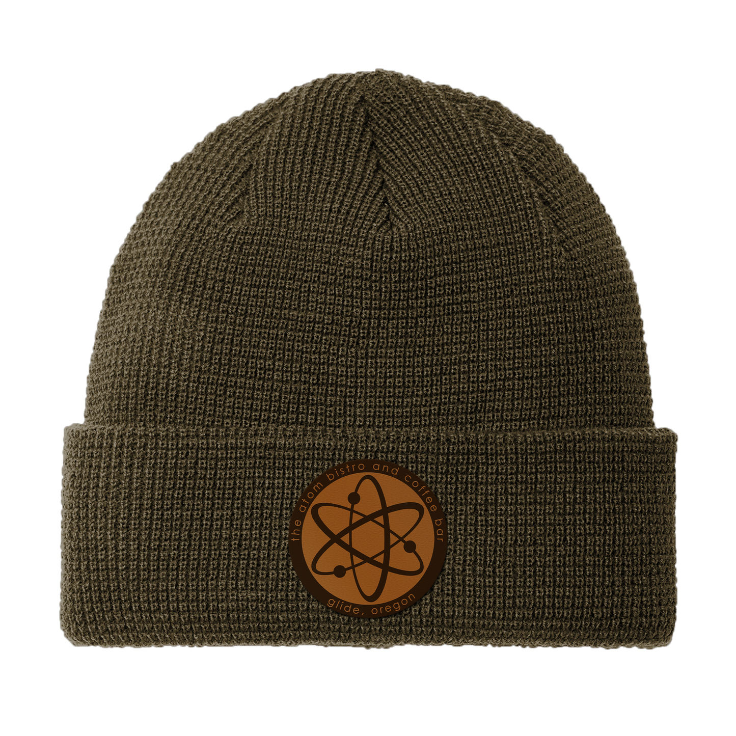 The Atom Engraved and Embroidered Patch Waffle Beanie - C955 Waffle