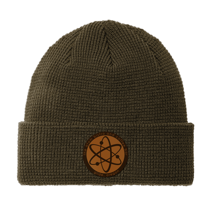 The Atom Engraved and Embroidered Patch Waffle Beanie - C955 Waffle