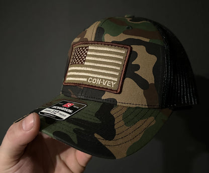Convey Flag Embroidered Patch Hat - Richardson Army Camo/Black 112