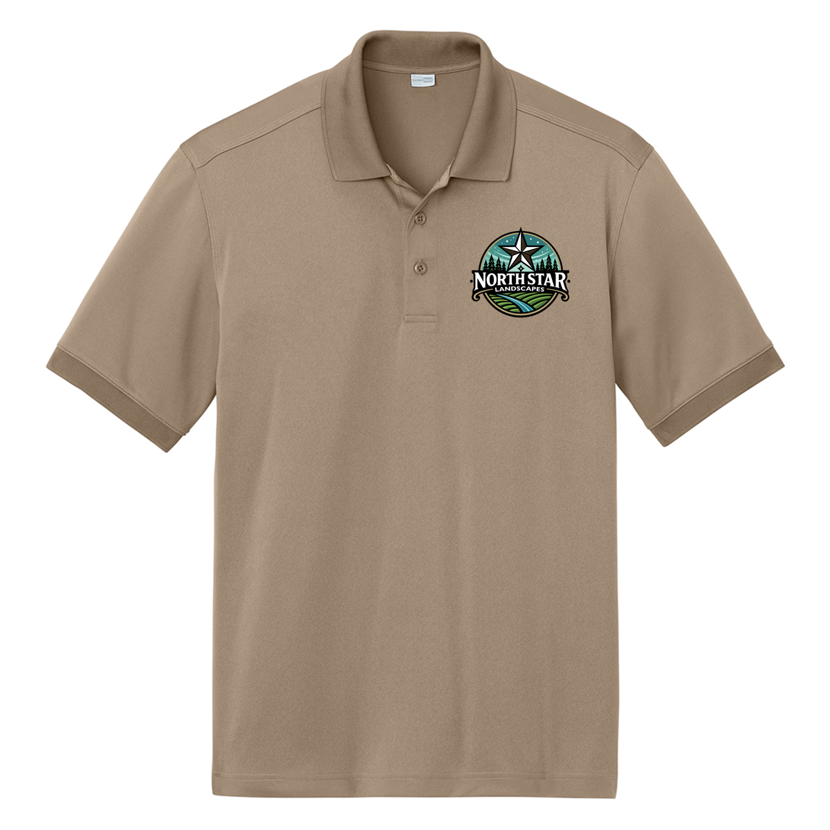 North Star Landscape Embroidered Polo -CS450 Silver Tan