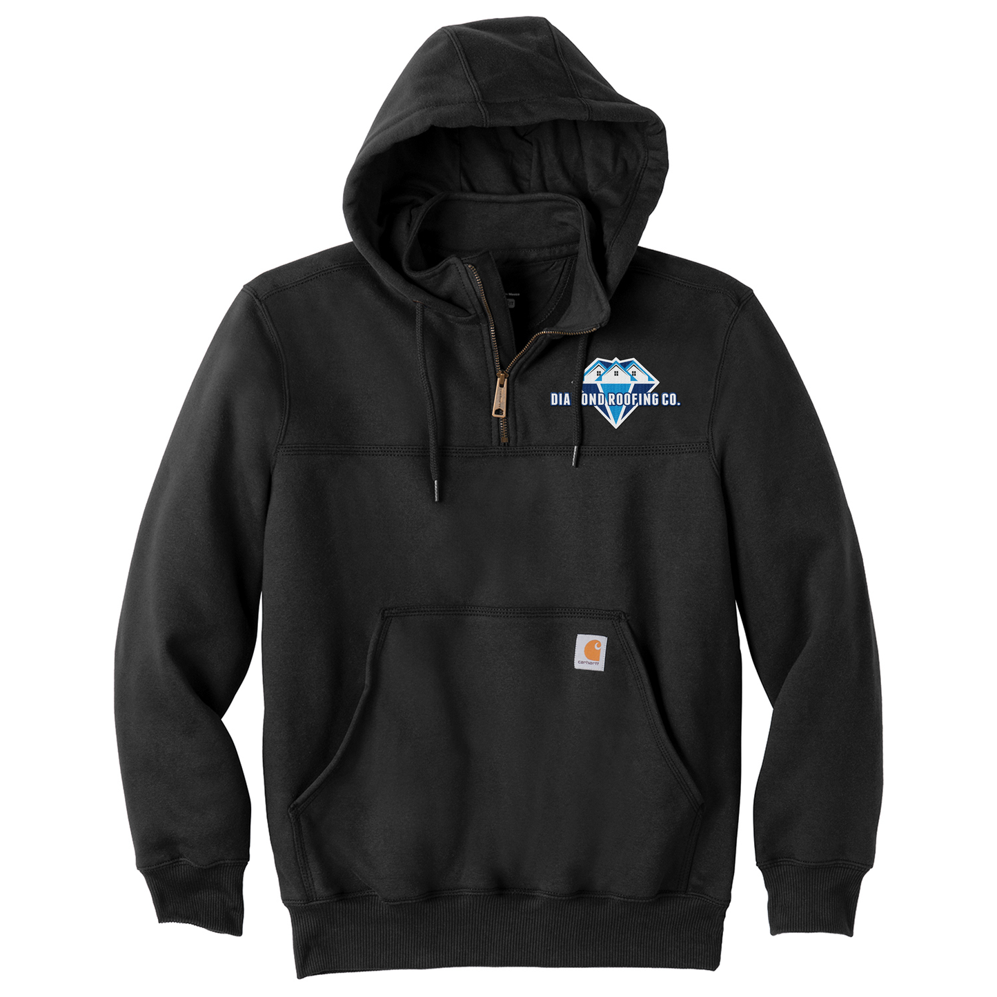 Diamond Roofing Carhartt Hoodie - Black Carhartt® Rain Defender® Paxton Heavyweight Hooded Zip Mock Sweatshirt