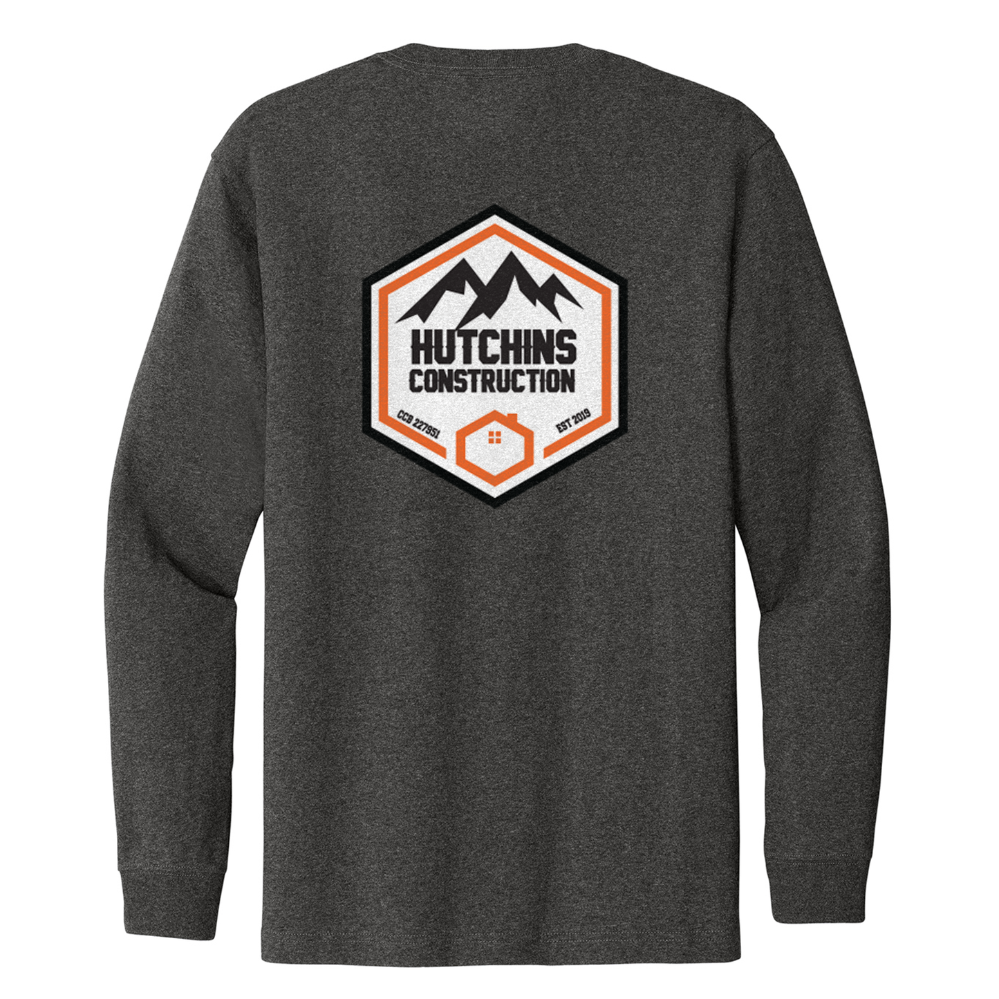 Hutchins Construction Printed Carhartt Long Sleeve Pocket Tshirt - Carbon Heather CTK126