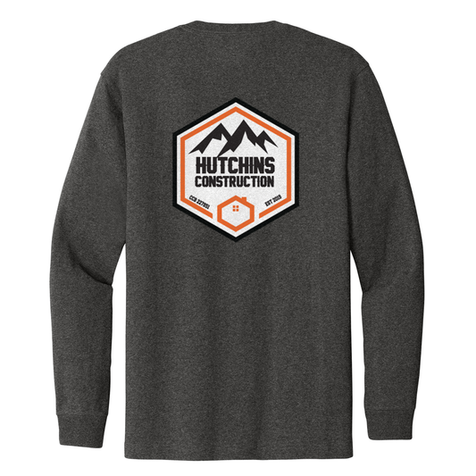 Hutchins Construction Printed Carhartt Long Sleeve Pocket Tshirt - Carbon Heather CTK126