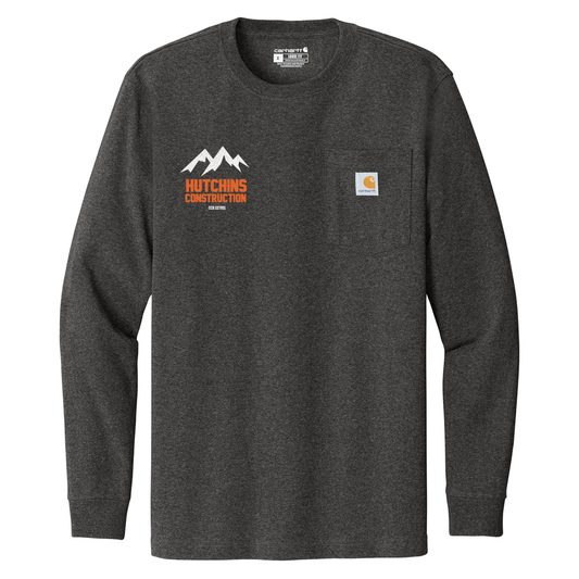 Hutchins Construction Printed Carhartt Long Sleeve Pocket Tshirt - Carbon Heather CTK126