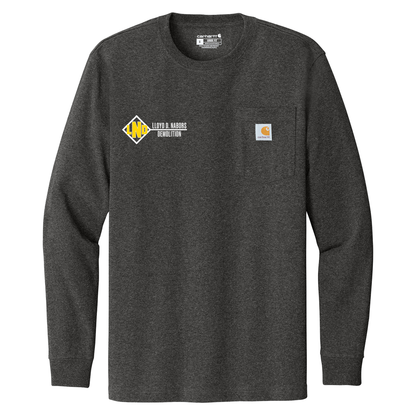 Nabors Construction Printed Carhartt Long Sleeve Pocket Tshirt - Carbon Heather CTK126