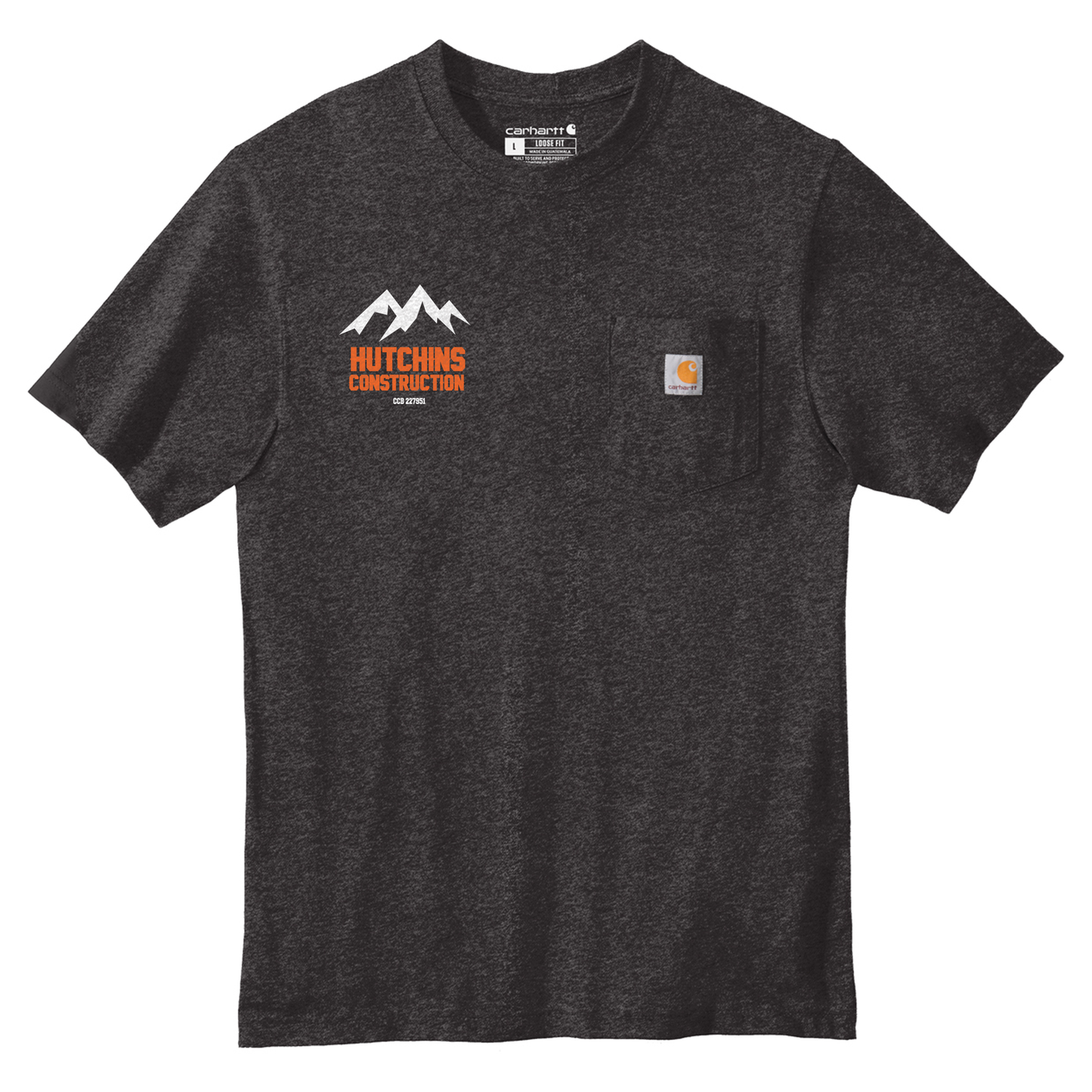 Hutchins Construction Printed Carhartt Tshirt - Carbon Heather CTK87