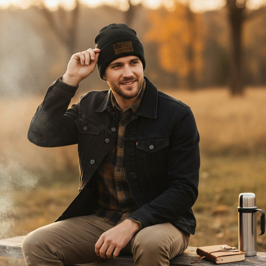 Chasin Tailz Engraved and Embroidered Flag Patch Cuffed Beanie - Yupong 1501KC