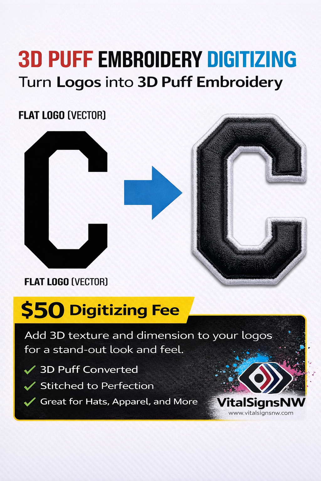 Puff Embroidery Digitizing