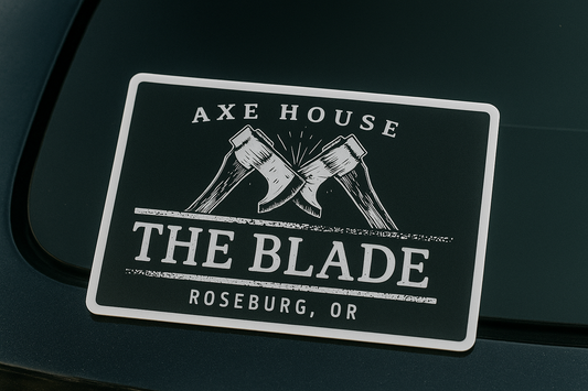 The Blade Axe House Decals 4in x 2.75in