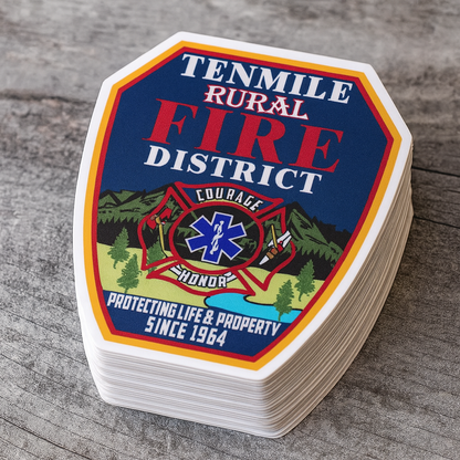 Ten Mile Fire Die Cut Decals 4 x 3.5