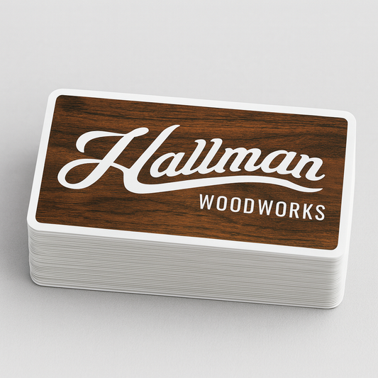 Hallman Woodworks Woodgrain Print and Die Cut Decals 4.5x2.65