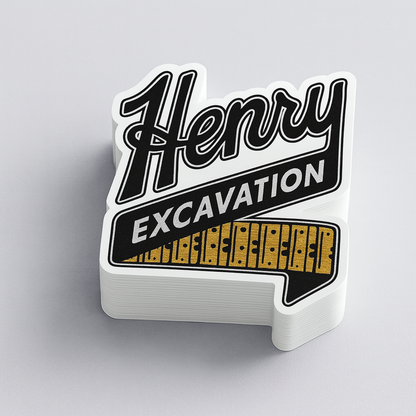 Henry Excavating Tracks Die Cut Decals 4inx4in