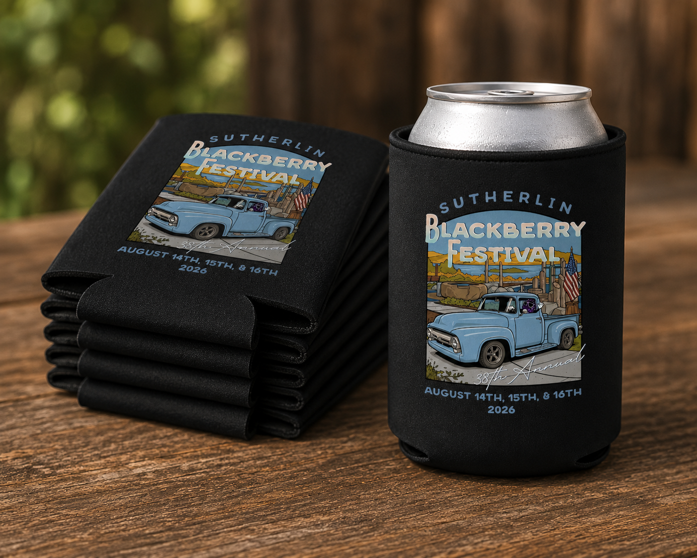 Sutherlin Blackberry Printed Can Coolers