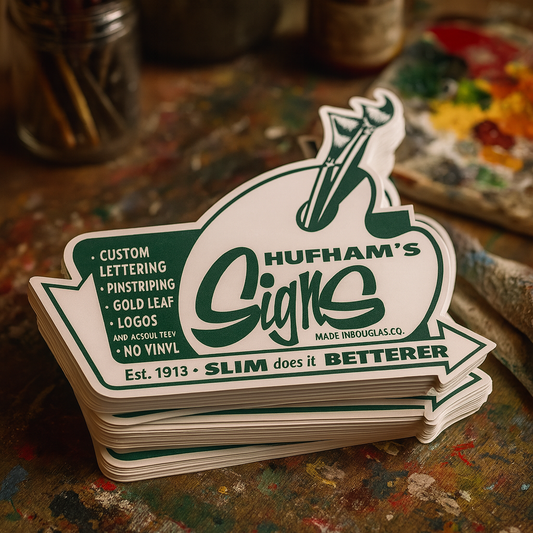 Hufham's Signs Die Cut Decals 3.5in x 2.75in