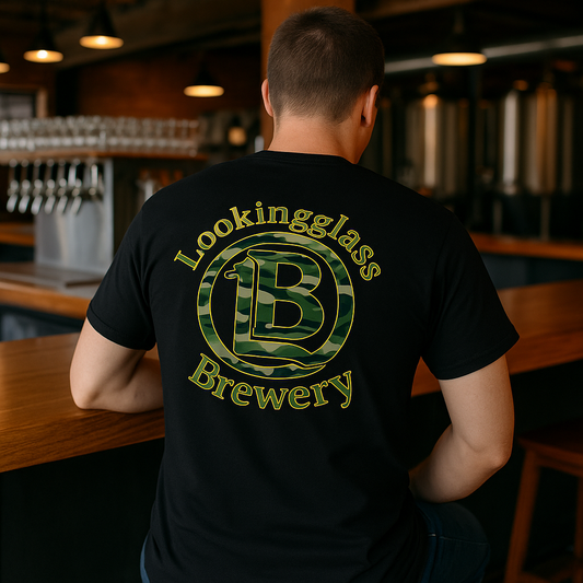 Lookingglass Brewery Camo Logo TShirt - Black DT104