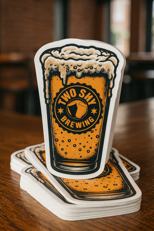 Two Shy Brewery Pint Die Cut Decals 4in x 2.5in