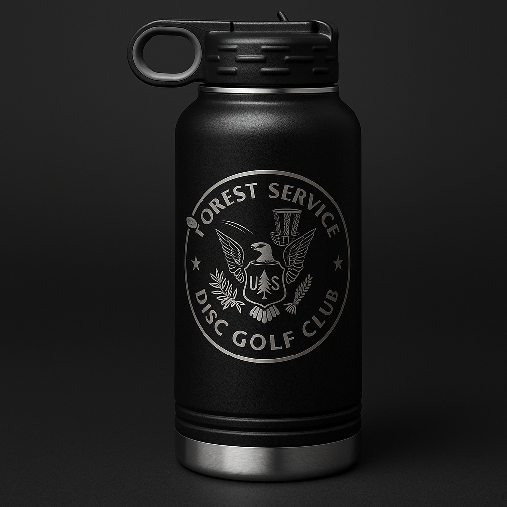 Forest Service Disc Golf Club 32oz Water Bottle (With Optional Personalization)