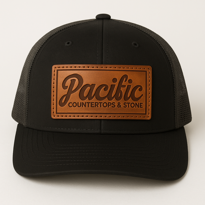 Pacific Stone & Countertops Logo Genuine Leather Patch Hat - Richardson 112