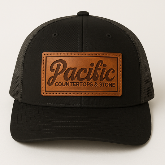 Pacific Stone & Countertops Logo Genuine Leather Patch Hat - Richardson 112