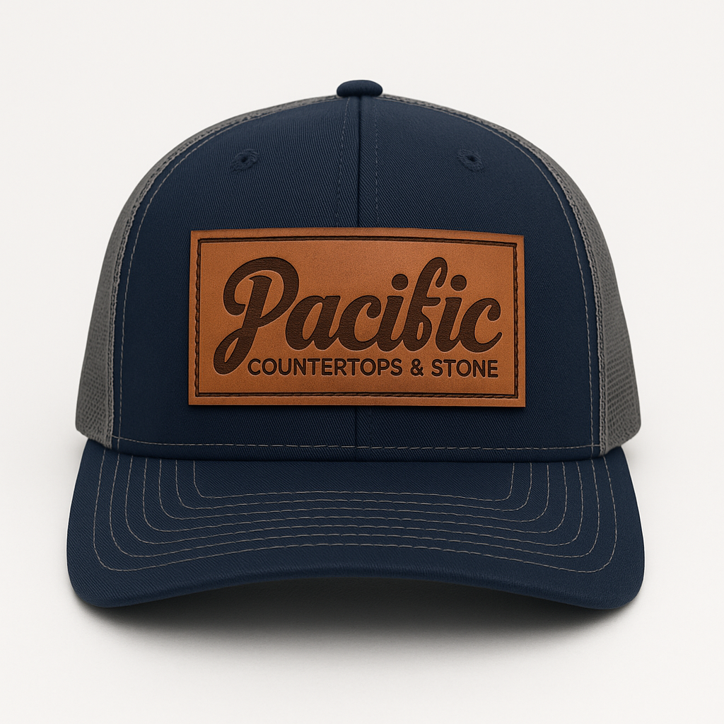 Pacific Stone & Countertops Logo Genuine Leather Patch Hat - Richardson 112