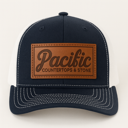 Pacific Stone & Countertops Logo Genuine Leather Patch Hat - Richardson 112